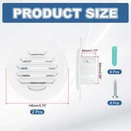 PATIKIL 3 Inch Round Air Vents, 2 Pcs Outlet Vents Cover Bulk Cover 304 Stainless Steel Louver Grille Cover Ducting Air Ventilation Wall Vent Cover for Ceiling Mount Bathroom Vent, White