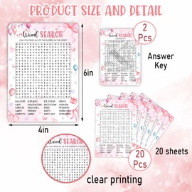 Coquette Pink Bow Themed Sleepover Slumber Party Supplies- Pink Slumber Party Games Card - Sleepover Stuff- Birthday Night Games Creative Idea -Word Search- 20 Game Cards and 2 Answer Key