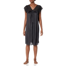 Shadowline Women's Silhouette 40 Inch Short Cap Sleeve Waltz Gown, Black, Large