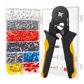 HPMAISON Crimping Plier Set, 0.25-10mm² (AWG 23-7) Ferrule Crimping Tool with 1800pcs Wire End Ferrule Connectors, Self-Adjustable Ratchet Bootlace Wire Crimping Plier Kit, Electrical Cable Lug Tools