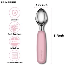 Urbanstrive Ice Cream Scoop Stainless Steel, Ice Cream Scooper Professional Large Ice Cream Scoops With Non-Slip Rubber Handle, Ice Cream Spade for Cookie Dough, Gelato, Sorbet, Melon, Pink