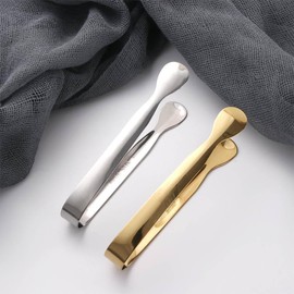 Silver Ice Tongs Sugar Cubes Tongs Stainless Steel Mini Serving Tongs with Smooth Edge for Appetizers,Tea Party, Coffee Bar, Desserts Cooking Utensils