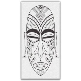Tribal African Mask - Coloring Canvas For Adults, Stretched primed canvas to color