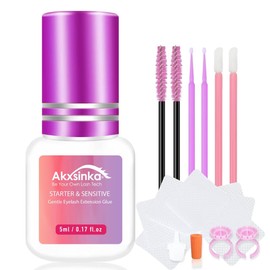 AKXSINKA Cluster Lash Glue 3-5s for Beginners, 2-3 Weeks Long Lasting Gentle Eyelash Extension Glue for DIY or Professional Use - Waterproof/Strong Hold/Sensitive Eyes/ (Black,5ml/0.17fl.oz)