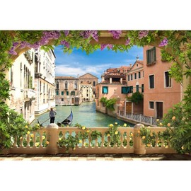 Ruelvth 10x6.5ft Italy Venice Backdrop, Water City Italian Canal Gondolas River Backdrop for Photoshoot Historical Culture Scenery Photo Background Travel Portrait Photo Props