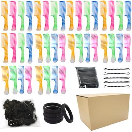 FHALLYNN 40 Piece Women, Men Hair Styling Comb Set,with 90 Bobby Pins and 90 Hair Bands, Women's Styling Kit, Wide Tooth, Fine Tooth Hair Combs (multicolor)