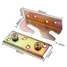 Set of 4 Bed Rail Bracket, Heavy Duty Bed Rail Fittings, Non-Mortise Wooden Bed Frame Connectors for Foot Boards Headboards (Screws Included)