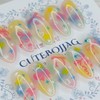 Pastel Ribbon Handmade Nail Tips - Lipstick / 파스텔 리본