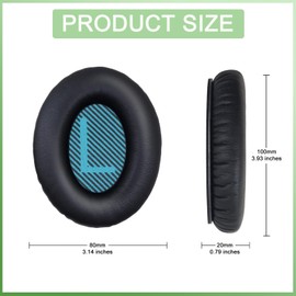 hopopower Headphones Replacement Earpads Cushions for Bose QuietComfort 15 QC15 QC25 QC2 QC35 QC35ii Ae2 Ae2i Ae2w SoundTrue SoundLink (Around-Ear Series Only) (Black&Blue)