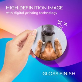 1 x Round Coaster - Labrador and British Grey Cat Cork Backed MDF Glossy Tea Coffee Accessory #21418