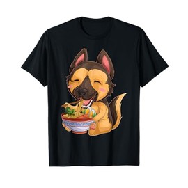 kawaii japanese anime Dog German Shepherd ramen Food Lovers T-Shirt
