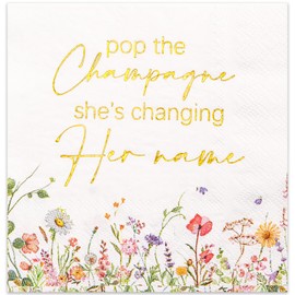 Crisky 3-Ply Bridal Shower Napkins - Gold Foil Design - Bachelorette Paper Disposable Napkins for Wedding/Engagement/Bridal Shower Decoration, 50 Counts