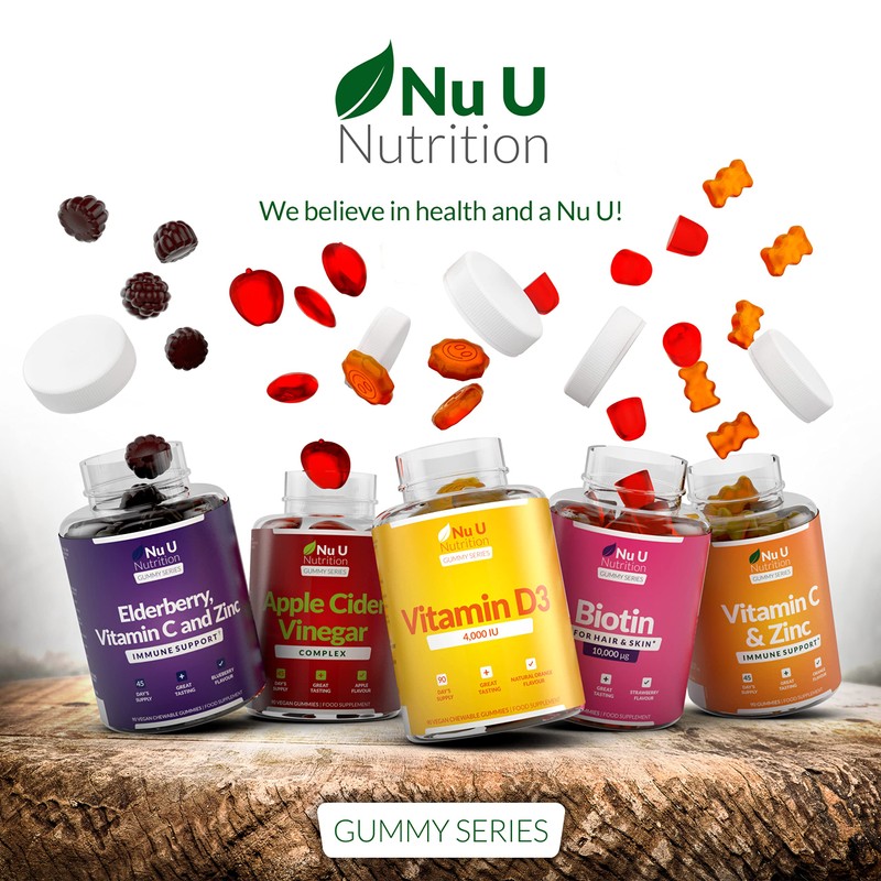 Biotin Hair Gummies 10,000mcg - 90 Vegan Gummies - 45