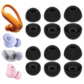 IiEXCEL Powerbeats Pro 2 Ear Tips Set, 6 Pairs S/M/L Replacement Soft Silicone Rubber Flexbiel Gel Eartips Earplug Earbuds Cover Fit in Case Accessories Compatible with Powerbeats Pro 2nd - Black