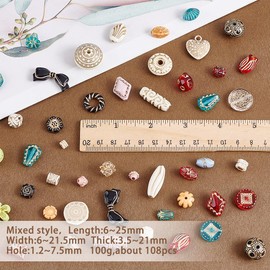 HOBBIESAY About 108Pcs Assorted Czech Beads Mixed Styles Czech Glass Beads Random Spacer Loose Bead for Bracelets Necklaces Earrings Jewelry Making Hole: 1.2-7.5mm
