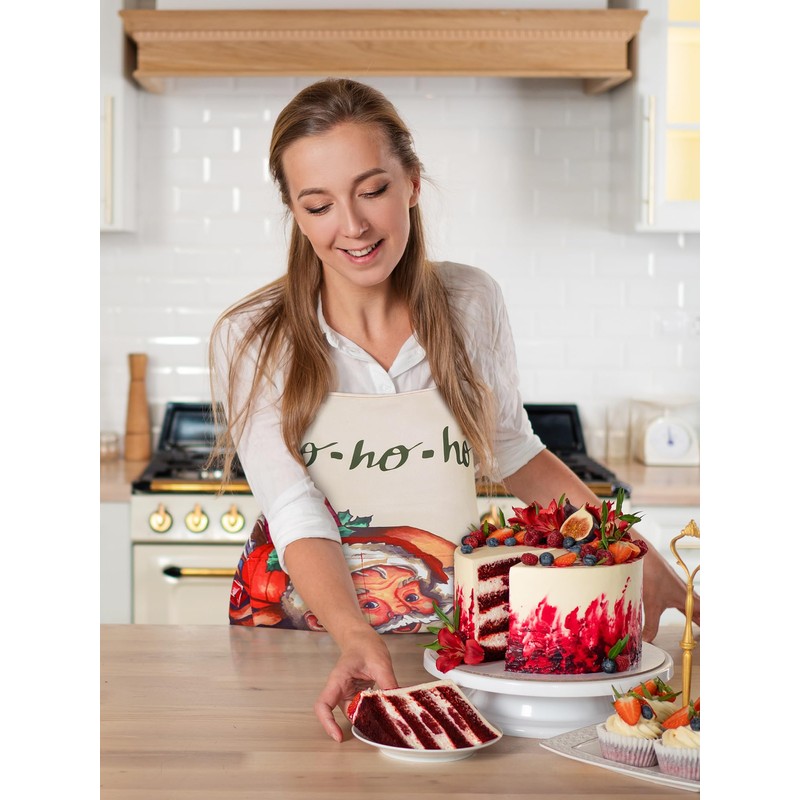 Bencailor Winter Aprons with Pockets Adjustable Holiday Kitchen Aprons Waterproof