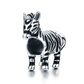 Zebra Fashion New 925 Sterling Silver Lovely Zebra Horse Charm Beads fit Original Charm Bracelet & Bangles DIY Jewellery SCC550