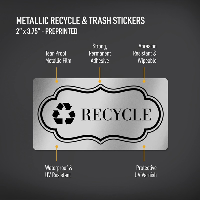 Avery Recycle and Trash Stickers, Metallic Recycle and Trash Signs