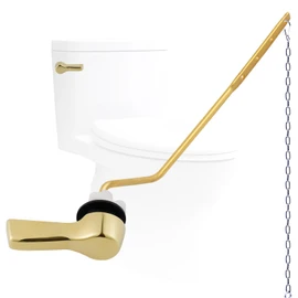 Hygie Rinse Toilet Tank Lever, Brushed Gold - Universal, Durable Metal, Includes Flapper Chain, Easy Installation, Replacement Kit for Toilet Handle