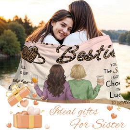 OHOIT Bestie Gifts for Women, Best Friend Blanket, Best Friend Birthday Gifts for Women, Friendship Present for Woman Girls Christmas, to My Bestie Leopard Throw Blanket 40"x60"