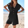 MEROKEETY Women's Summer Cap Sleeve Jumpsuits 2025 Casual V Neck