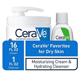 CeraVe Moisturizing Cream Combo Pack  Contains 16 Ounce with Pump and 1 Ounce Hydrating Facial Cleanser TrialSample Size                              