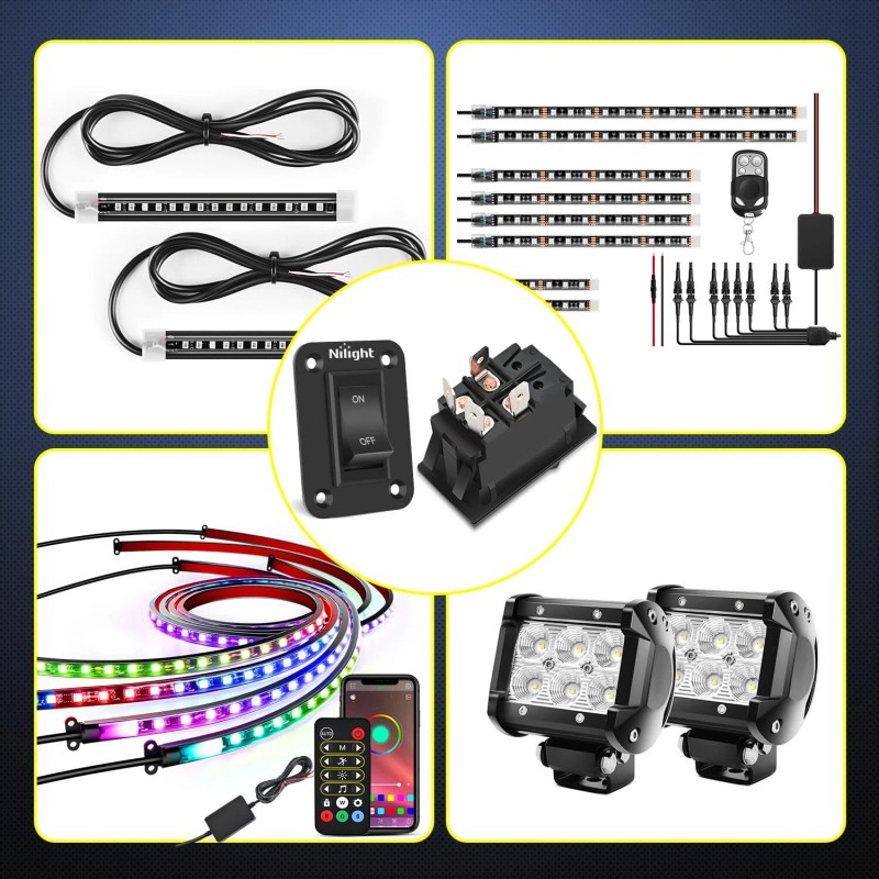 Nilight ON-Off Switch Panel 4 PIN DPST Toggle Switch Panel