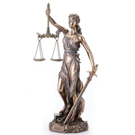 Unicorn Studio WU76457A4 Cardinal Virtues Our Lady of Justice Statue, 12-inch High, Cold Cast Bronze
