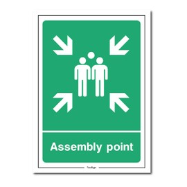 Fire Assembly Point Rigid Sign With Family Sign - Portrait - 290mm x 270mm - 3mm Rigid Plastic