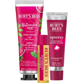 Burt's Bees Lip Balm, Squeezy Tinted Balm and Hand Cream Gift Set, Merry Melon, Ready to Give Holiday Gift, 1 Gift Set