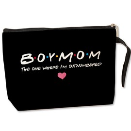 Jztco Boy Mama Makeup Bag, Baby Shower Gifts for Mom First Time, Christmas Birthday Unique Cosmetic Bag Funny Mothers Day, New Mom Gifts - Boy Mama The One Where I'm Outnumbered, Black