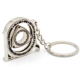 VmG-Store Rotor Key Fob Movable Circular Piston Motor Wankel Motor, silver chrome