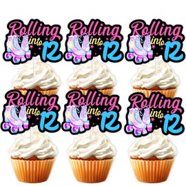 S-Sfen-12Ice Cream Fruit Dessert Cupcake Topper Colorful Glitter Happy Birthday Sensory Pop Game Theme Decor Supplies Baby Shower Boys Girls Birthday Party Decorations