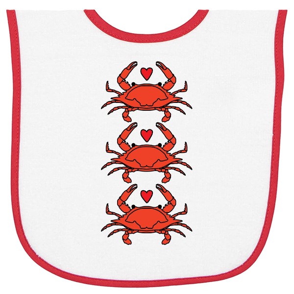 inktastic Crab Lover Baby Terry Cloth Bib White and Red