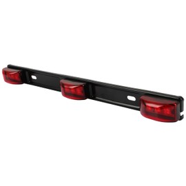 OCPTY 9 LED Strip Identification Light LED 3 Red Trailer Light Bar 3 Light Trailer Truck Boat Lamp w/Black Base Waterproof Sealed Stainless Steel