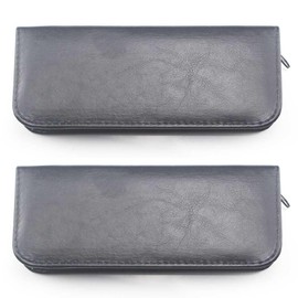 2 Pcs Salon Scissors Storage Bag Leather Shear Zipper Pouch Portable Hair Stylist Scissors Holder Barber Hairdressing Tools Case Organizer (Can Hold 2 Scissors)