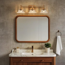 ZILANL Vintage Brass Bathroom Vanity Light Fixtures 3-Light Bathroom Light Fixtures Vanity Lights Over Mirror for Bedroom LivingRoom