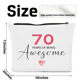 FBCCZEY Funny 70th Birthday Gifts for Women Makeup Bag, Happy Anniversary 70th Birthday Party Supplies Decorations for Women Makeup Pouch, Birthday Gifts for 70 Year Old Woman Cosmetic Bag