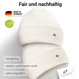 NYTTED® Merino Hat Made from 100% Finest Merino Wool for Men and Women, Cuddly Soft and Very Warm, Merino Beanie, Winter Hat, Wool Hat, Knitted Hat, Wool White, Einheitsgröße