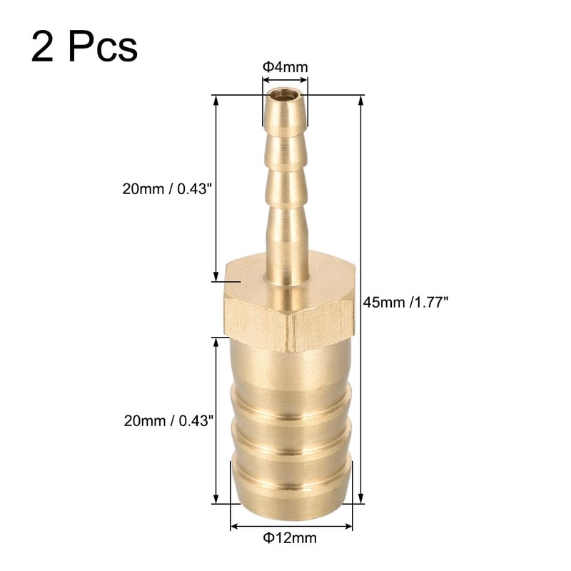 sourcing map Straight Brass Barb Fitting Reducer, Fit Hose ID
