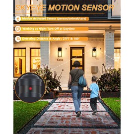 DAKAFUL 2-Pack Motion Sensor Outdoor Lights, Upgrade Dusk to Dawn Exterior Lighting Fixtures, Modern Porch Lights with Cylinder Lampshade, LED Wall Sconce for Garage Patio Garden House