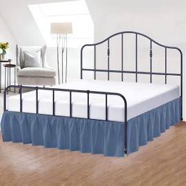 eBeddy Linens Split Corner Dust Ruffle 1PC Bed Skirt 800-TC Egyptian Cotton King 78x80-18 Drop/Fall Easy to Wash Wrinkle & Fade Resistance,Easy Fit - Center & Corner Pleats, Lake Blue Solid