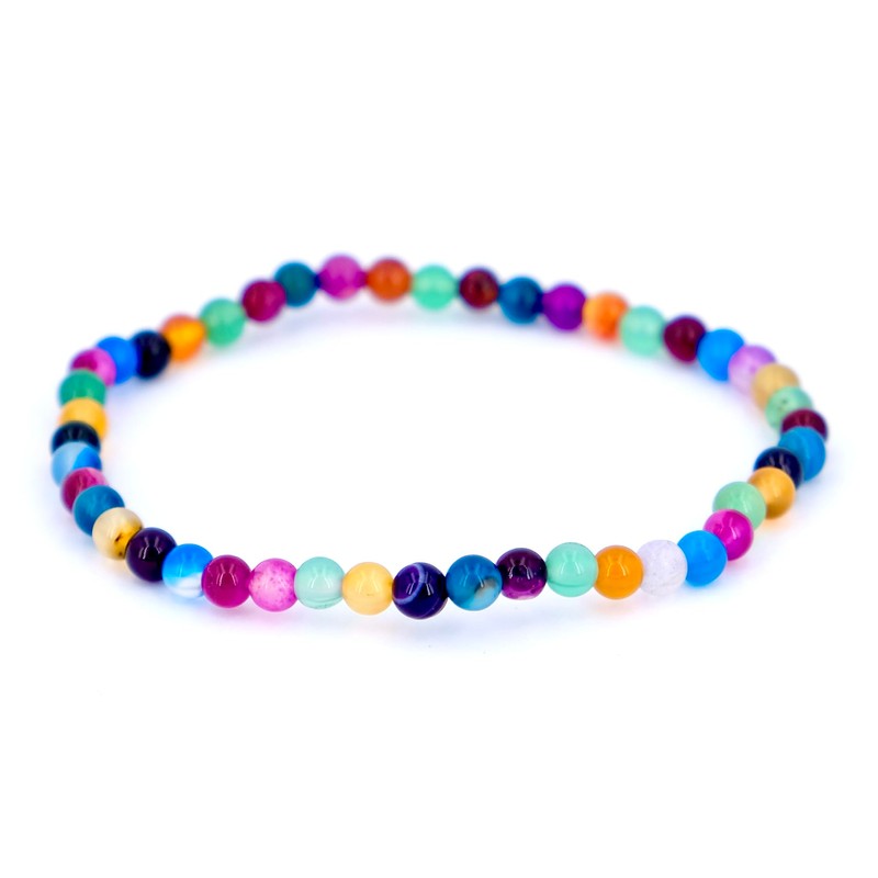 Taddart Minerals - Colourful Natural Gemstone Agate Bracelet with 4mm
