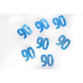 SHATCHI Age Hanging String 13th-90th Glitz Anniversary Birthday Metallic Shiny Foil Banner Party Door Wall Decorations Pack of 6, Blue