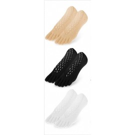 3 Pairs of Women's Toe Socks No Show Alignment Toe Socks for Nitrile Rubber, Low Cut Lined Five-Finger Socks Sport Breathable Toe Separation, Non-Slip Heel Grip, Moisture wiry and Sweat welling