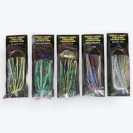 5 Pack 4" Salmon Trolling Fly & Leader Rig UV & Glow