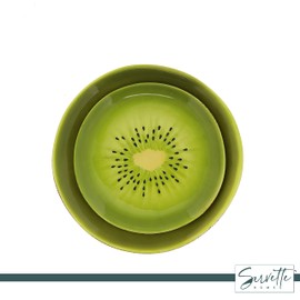 Servette Home Ceramic Fruit Decorative Plate Appetizer Salad or Dessert Plates - Set of 2 Kiwi