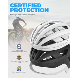 VICTGOAL Road Bike Helmet for Adult Men Women Lightweight Bicycle Helmet Adjustable Fit Breathable Mountain Bike Cycling Helmet (White, L: 57-61 cm)