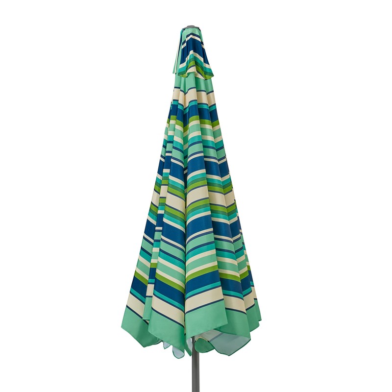 CorLiving 10ft Round Tilting Green and White Patio Umbrella