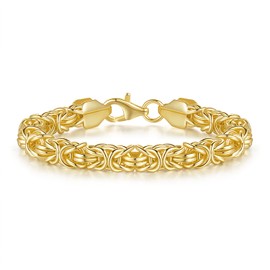 FEGER 14K Gold Byzantine Link Chain Bracelet for Women and Men Stackable Gold Bracelets Gift (6.5''-8.5'')